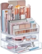 STORi Chloe Stackable Makeup Holder & Drawer Organizer Set, Clear, BPA-Free Plastic, Made in USA, Organize Brushes, Cosmetics & Beauty Essentials - Image 2
