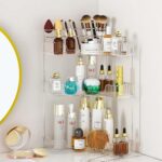 SUNZOS 3-Tier Corner Bathroom Counter Organizer, Bathroom Organizer Countertop with Makeup Brush Holder, Vanity Makeup Cosmetic Storage, Corner Storage for Kitchen, Dresser - Image 2