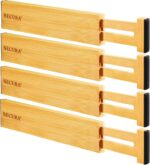 Secura Bamboo Drawer Dividers Organizer 4-Pack, Adjustable Drawer Separators Expandable from 12.0-17.1 inches for Kitchen, Office, Bathroom, Closet, Dresser - Image 2