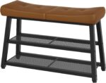 Shoe Bench, 3-Tier Shoe Rack, Entryway Bench with Storage and Cushion, for Hallway, Foyer, Bedroom, Brown and Black HX02BV - Image 2