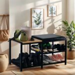 Shoe Bench,Shoe Organizer，Holds Up to 570 lb，12 x 30.7 x 17.3Inches，3-Tier Shoe Storage Bench,Entryway Bench with Cushioned Seats,for Shoe Rack in The Bathroom,Entryway,Bedroom,Living Room - Image 2