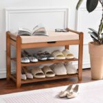 Shoe Rack Bench, Shoe Storage Bench with Cushion, 27.6in Entryway Bench with Lift Top Hidden Storage Holds Up to 330lb for Bedroom Living Room - Image 2