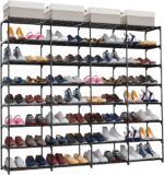 Shoe Rack Large Capacity 4 Rows 8 Tier 56-64 Pairs Shoes Boots Sneaker Stackable Storage Organizer Garage Entryway Hallway Front Doorway Shoe Tower Cubby Unit Shelf Space Saving - Image 2