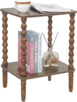 Side Table, Small End Table with Storage Shelf, 2-Tier Small Coffee Tables Living Room for Bedroom, Narrow Spaces (Rustic Brown) - Image 2