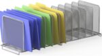 Simple Houseware 5 Section Upright File Sorter Organizer, Silver - 2 Pack - Image 2