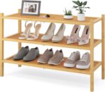 Smiry Bamboo Shoe Rack, 3 Tier Shoe Organizer for Entryway & Closet, Stackable Free Standing Storage Shelf for Shoes, Bags & Plants, Natural - Image 2