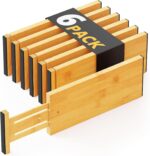 SpaceAid Bamboo Dresser Drawer Dividers 6 Pack, 4.65“ High Adjustable 12.5“-17” Drawer Organizers, Expandable Organization for Clothing, Clothes, Dressers, Natural - Image 2