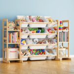 SpaceAid Toy Storage Organizer with 6 Shelves and 12 Bins, Bookshelf/Bookcase, Kids Bin Shelf, Toys Box for Playroom Organization for Bedroom & Room Decor, White, 52.3" W - Image 2