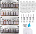 Spice Rack with 28 Jars and Labels,4 Tier Wall Mounted Spice Rack with Jars with 400 White Spice Labels, Chalk Marker and Funnel Set for Cabinet, Countertop, Pantry, Cupboard or Door & Wall Mount. - Image 2