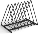Triangle Desk File Organizer, 7 Slots Metal File Sorter Magazine Holder Document Rack,Desktop Bookshelf Organizer for Office Home School,Black - Image 2