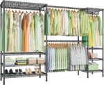 Ulif E11 Heavy-Duty Garment Rack, Metal Freestanding Clothes Rack and Closet Storage Organizer System with 8 Shelves and 4 Hanger Rods, (73.2 - 97.6)"W x 14.5"D x 71.2"H, Load 1034 LBS, Black - Image 2