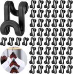 Unittype 100 Pcs Black Plastic Heavy Duty Clothes Hanger Connector Hooks, Space Saving, Cascading - Image 2