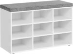 VASAGLE CUSTOS Collection - Shoe Bench, Storage Bench with Padded Seat, Entryway Bench with 9 Compartments, for Bedroom, 11.9 x 30.9 x 18.9 Inches, Cloud White and Dove Gray ULHS009W14 - Image 2