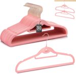 Velvet Hangers 30 Pack, STOPKLAS Pink Clothes Hangers Non Slip Felt Hangers with 360° Swivel Hook, Thin Hanger Space Saving, Heavy Duty Closet Hanger for Clothes, Coats, Suits, Dress, Pants - Image 2