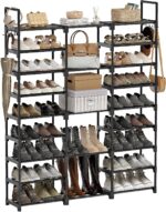 WOWLIVE 9 Tiers Large Shoe Rack Storage Organizer for Closet 50-55 Pairs Shoe Tower Unit Shelf Stackable Shoe Rack with Metal Pipes Plastic Connectors Black(SSS3B9) - Image 2