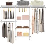 Wire Closet Organizer System, Wall Mounted 6.5 Ft. Custom Closet Kit for Bedrooms, Adjustable Storage Shelves for Clothes, Shoes, and Handbags - Image 2