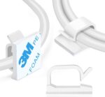 XHF 5/8” Adhesive Cord Clips White 60pcs, Cable Management Staples for Under Desk, Car, Wall, TV, PC, Ethernet - Image 2