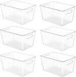 YIHONG 6 Pack Clear Pantry Organizer Bins, Plastic Containers with Handle for Kitchen,Freezer,Cabinet,Closet,Bathroom Under Sink Storage - Image 2
