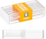 Yieach 5 Pack 3.2 Inch Shallow Acrylic Drawer Divider for Clothes -Expandable from 12.3-17''-Adjustable Dresser Drawer Divider for Baby Clothing,Underwear,Clear in Drawer Separators for Kitchen,Office - Image 2