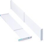 YouCopia ReStickable™ Drawer Dividers, Extra-Long, Adjustable Kitchen Organizers for Utensil and Tool Storage, Expands 13" to 24", Deep Height, 2-Pack, Speckled White - Image 2