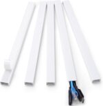 ZhiYo Cord Hider 71in, Cord Covers for Wires on Wall, Cable Hider for Wall Mounted TV, Wire Cover for 2-4 Cords, Paintable Wire Concealer, Easy Cable Management, 5 x L14in W0.95in H0.55in, White - Image 2