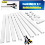 116in Cord Hider Kit, Cord Covers for Wires on Wall, Paintable Cable Raceway, Cord Hider for Wall Mount tv, tv Cable Hider Wall kit, Wire Covers for Cords, W0.96in X H0.57in, White - Image 2