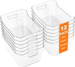 12 Pack Clear Plastic Storage Bins, Pantry Organizers and Storage, Clear Pantry Organizer Bins, Plastic Containers with Handle for Kitchen,Freezer,Cabinet,Closet,Bathroom Under Sink Storage - Image 2