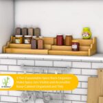 Spice Rack Kitchen Cabinet Organizer- 3 Tier Bamboo Expandable Display Shelf Yellow - Image 4