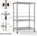 450 lbs Wire Storage Shelving 3-Tier Utility Shelving Unit Steel Organizer Wire Rack for Home,Kitchen,Office,Chrome(11.8" D x 17.7" W x 26.4" H) - Image 4
