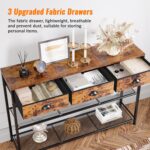 Furologee Entryway Table, 38'' Console Sofa Table with 3 Fabric Drawers, Industrial Entry Way Table with Storage Shelves, Display Shelf for Living Room, Hallway, Entrance, Foyer, Rustic Brown - Image 5