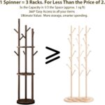 Solid Wood Coat Rack, Rotary Freestanding with 3 Shelves and 9 Hooks Coat Tree, Heavy Duty Coat Stand for Hats, Bags, Coats, for Entryway, Hallway, Bedroom, Office, Walnut - Image 4