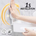 LEVERLOC Corner Shower Caddy Suction Cup, shower shelves suction cup, 2 Pack Basket Powerful Bathroom, Waterproof & Oil-proof Organizer for Kitchen, No-Drilling Removable - Image 3