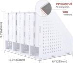 SAYEEC Collapsible Magazine Holder Plastic Desktop 4 Compartment File Desk Magazine Organizer Vertical File Divider Sorter Storage Document Organizer for Office Home School Gray - Image 3