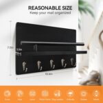 Key Holder Wall Mount, Decorative Key Rack with Shelf & 5 Sturdy Hooks, Rustic Key Hooks for Wall for Mail Organizer Hanging Dog Leash, Glasses, Wooden Key Hanger with Mounting Hardware - Image 3