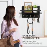 Key Holder Wall Mount, Decorative Key Rack with Shelf & 5 Sturdy Hooks, Rustic Key Hooks for Wall for Mail Organizer Hanging Dog Leash, Glasses, Wooden Key Hanger with Mounting Hardware - Image 4