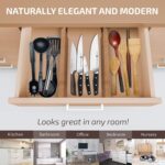 Large Kitchen Drawer Organizer - Expandable Bamboo Drawer Dividers (17" - 21.5") - Adjustable Separators for Kitchen, Clothes, Dresser, Bedroom, Bathroom, and Desk Drawers - 6 Pack - Image 3