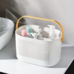 UUJOLY Plastic Storage Baskets with Handles, Shower Caddy Shelf Organizers Basket for Bathroom, Kitchen, Dorm Room, Yellow - Image 4