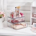Vtopmart 3 Tier Clear Makeup Organizer with Drawer, Cosmetic Storage for Dresser Countertop and Bathroom Vanity, Beauty Holder for Lipstick Brush Skincare - Image 3