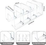 4 Pack Acrylic Purse Organizer, 4 Sections Clear File Sorter Sturdy Book Dividers Folder, Office Storage Stand Rack for Desk, Book, Binder, Envelopes, Notebook, Eyeshadow Palette - Image 3