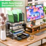 Simple Trending 5 Tier Mesh Desk File Organizer, Paper Letter Tray File Holder with Sliding Drawer Organizer for Office Home, Black - Image 3