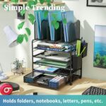 Simple Trending 5 Tier Mesh Desk File Organizer, Paper Letter Tray File Holder with Sliding Drawer Organizer for Office Home, Black - Image 6