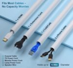 ZhiYo 113in Cord Covers for Wires on Wall, One Cord Hider Wall, Self-Adhesive Wire Covers for Cords, Paintable TV Cable Hider Cable Management Kit, 8X L14.2in, W0.5in H0.4in, White - Image 3