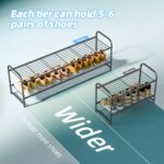 2 Tier Shoe Rack for Closet, 44 Inch Extra Long Shoe Storage Organizer for Shelves, Heavy Duty Metal, Easy Assembly, Black - Image 5