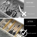 Expandable Bamboo Drawer Dividers 8 pack with labels(17"-22") Drawer Organizer for Kitchen, Clothes,Utensils,Silverware,Dresser,Office,Desk - Image 4