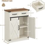 Bathroom Storage Cabinet, Freestanding Bathroom Floor Cabinet with Drawers & Doors, Farmhouse Buffet Cabinets with Adjustable Shelf, for Kitchen, Living Room, Entryway, White Brown SC62414X - Image 4