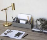 Bigso Elisa Desktop Organizer - Durable Office Desk Organizer with 7 Compartments for Office Supplies and Accessories - 13.1 in x 4.9 in x 4.9 in - Canvas Gray - Image 4