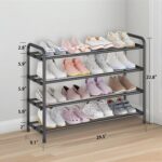 KANAV 4-Tier Expandable Shoe Rack – Adjustable Shoe Organizer & Shoe Storage for Closet, Entryway, and Front Door – Space-Saving Shoe Shelf and Rack Organizer for Home - Black - Image 4