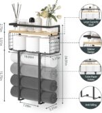 Towel Racks for Bathroom, Metal Towel Holder with Storage Basket,Wall Towel Rack for Rolled Towels, Towel Storage for Small Bathroom. - Image 4