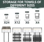 Towel Racks for Bathroom, Metal Towel Holder with Storage Basket,Wall Towel Rack for Rolled Towels, Towel Storage for Small Bathroom. - Image 5