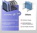 SUPEASY 5-Section File Organizer, Mesh Desk Organizer Upright File Holder Desktop Organizer File Sorter, File Folder Holder for Office Home, Large Capacity Black - Image 3